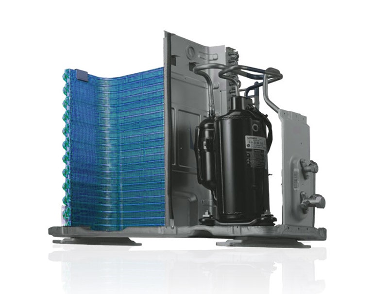 Blue Fin inside of out-door unit