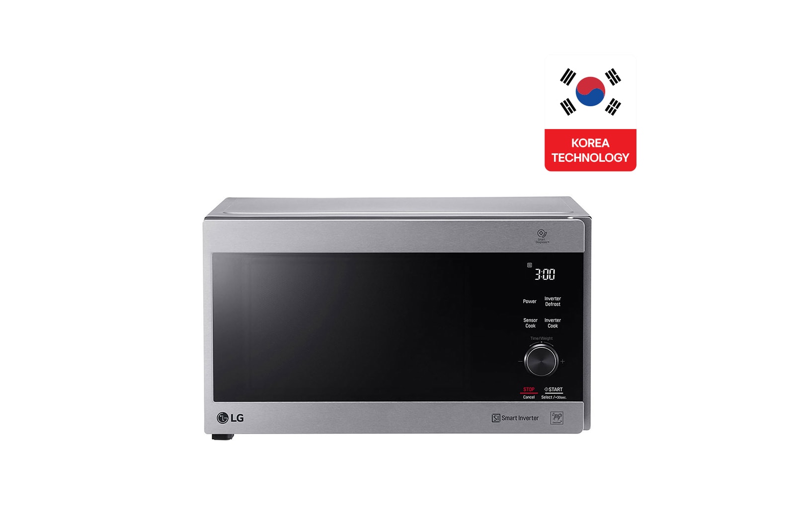 Front view of Microwave, LG Neo Chef Technology, 42 Liter Capacity, Smart Inverter, EasyClean, Grill MH8265CIS
