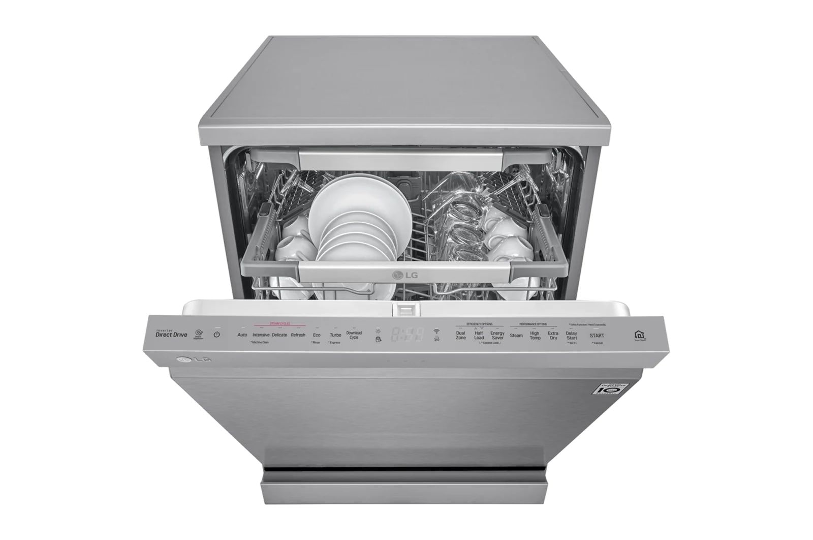 LG 14 Persons, LG Dishwasher QuadWash™ Steam, Noble Steel, DFB325HS
