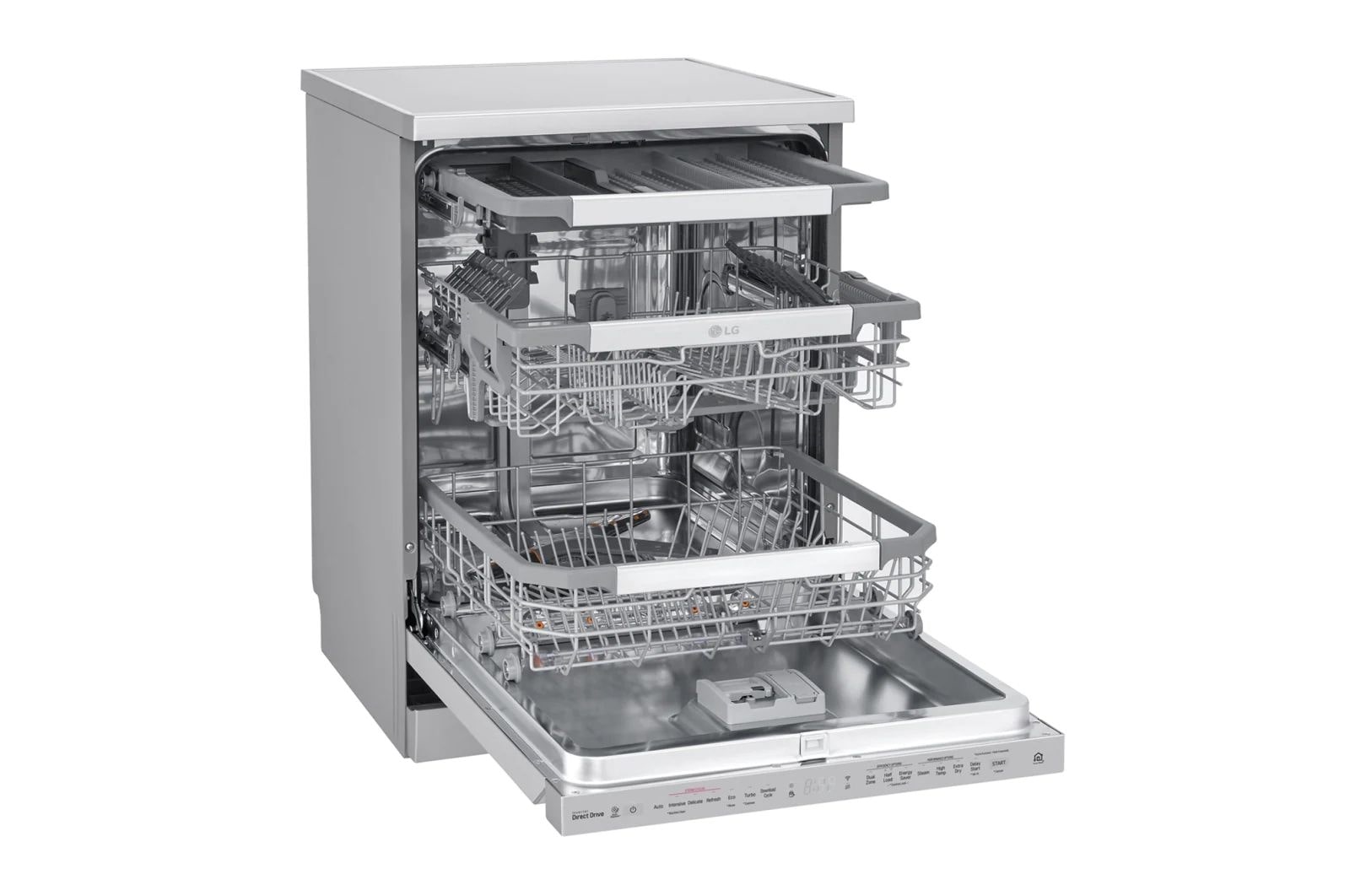 LG 14 Persons, LG Dishwasher QuadWash™ Steam, Noble Steel, DFB325HS