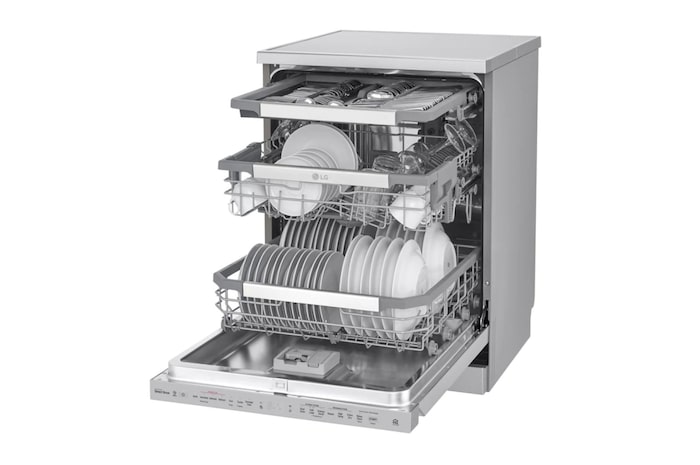 LG 14 Persons, LG Dishwasher QuadWash™ Steam, Noble Steel, DFB325HS