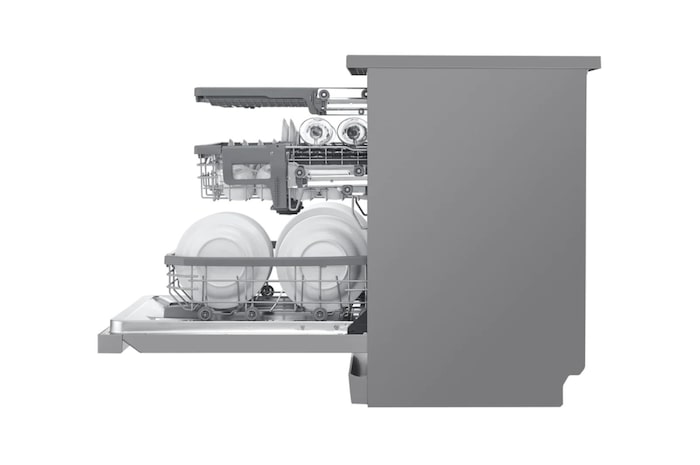 LG 14 Persons, LG Dishwasher QuadWash™ Steam, Noble Steel, DFB325HS