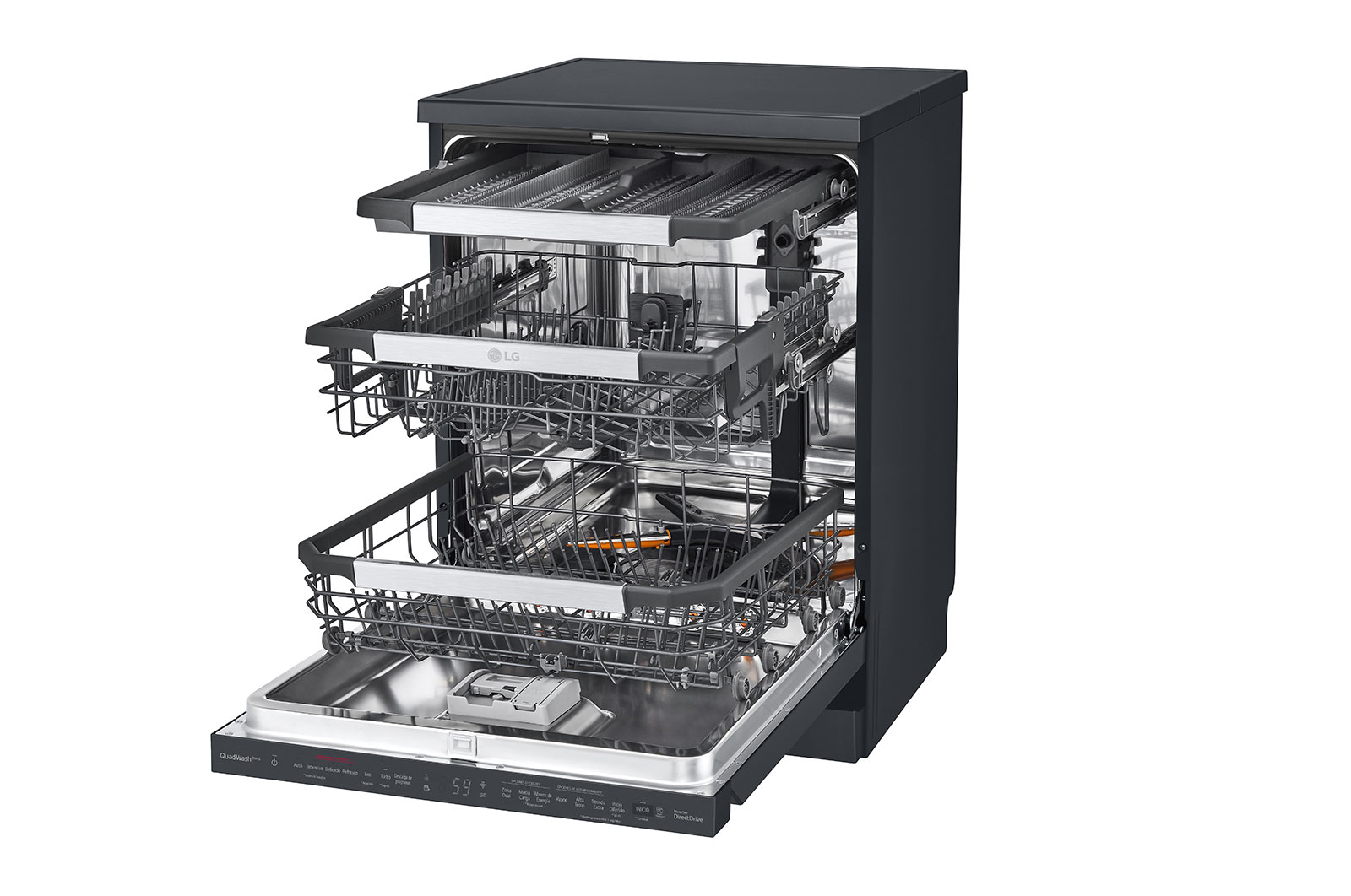 LG 14 Persons, LG Dishwasher QuadWash™ Steam, Black, DFC335HM