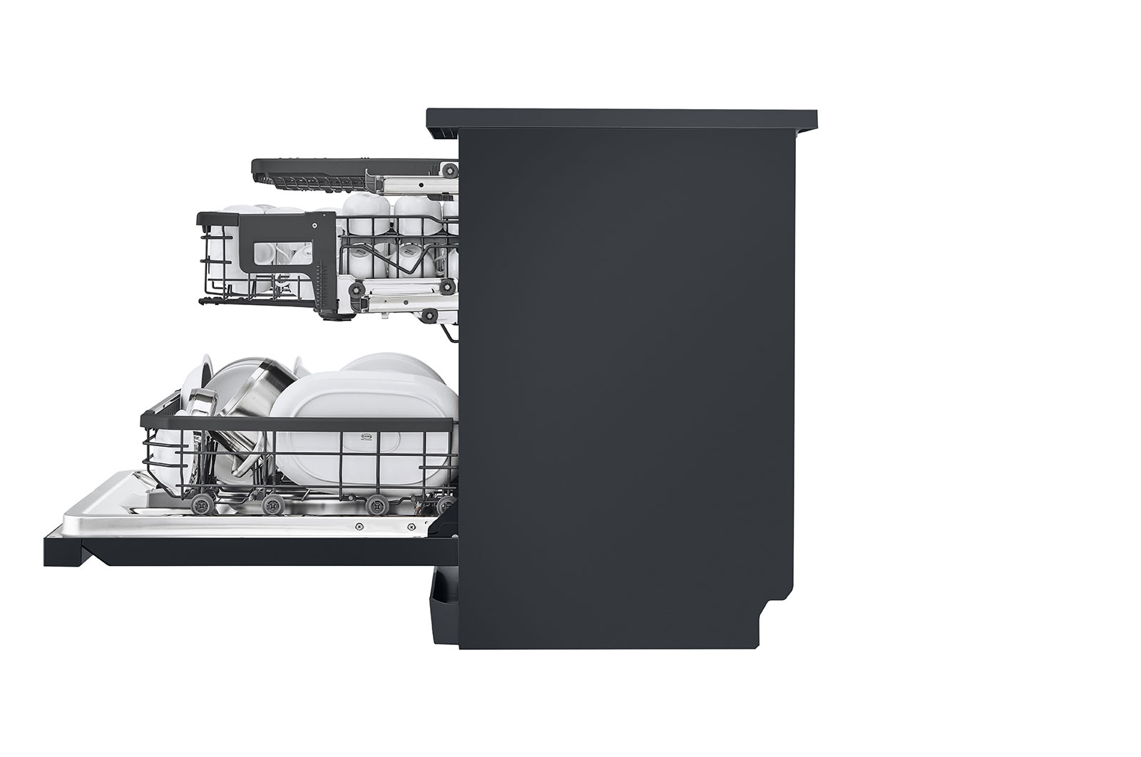 LG 14 Persons, LG Dishwasher QuadWash™ Steam, Black, DFC335HM