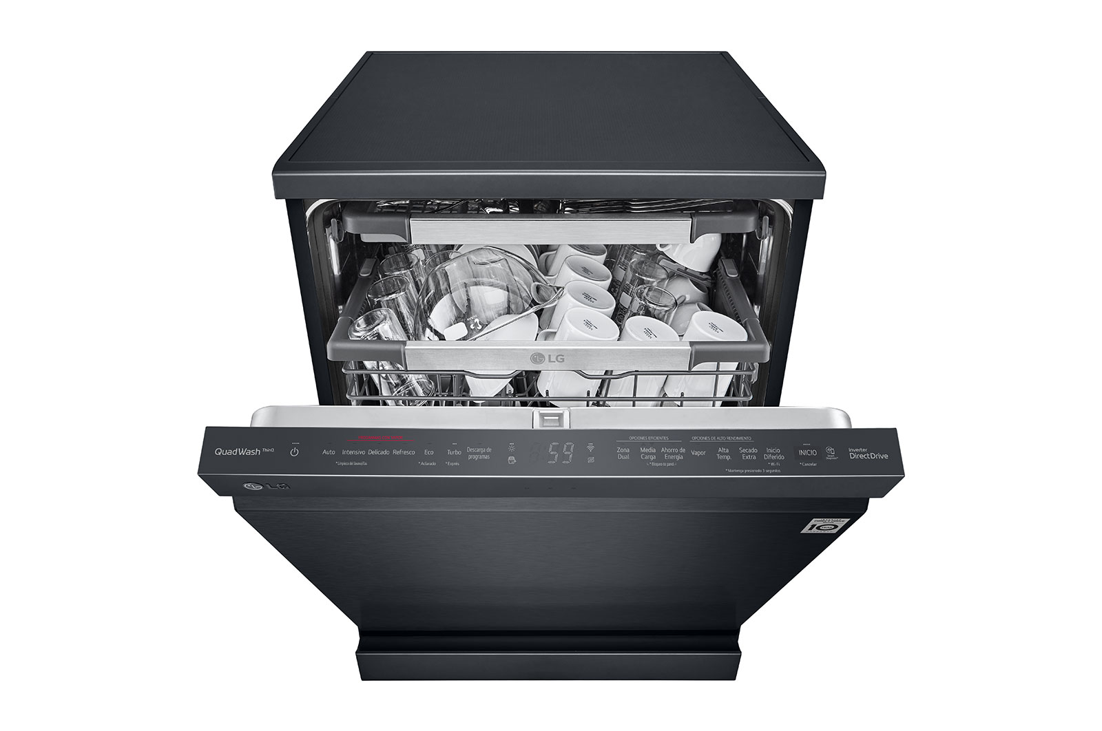 LG 14 Persons, LG Dishwasher QuadWash™ Steam, Black, DFC335HM