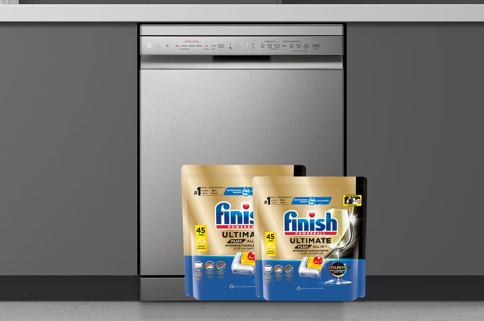 Front Image|LG Dishwasher QuadWash™ Steam | Silver | 14 Place Settings|DFC532FPE