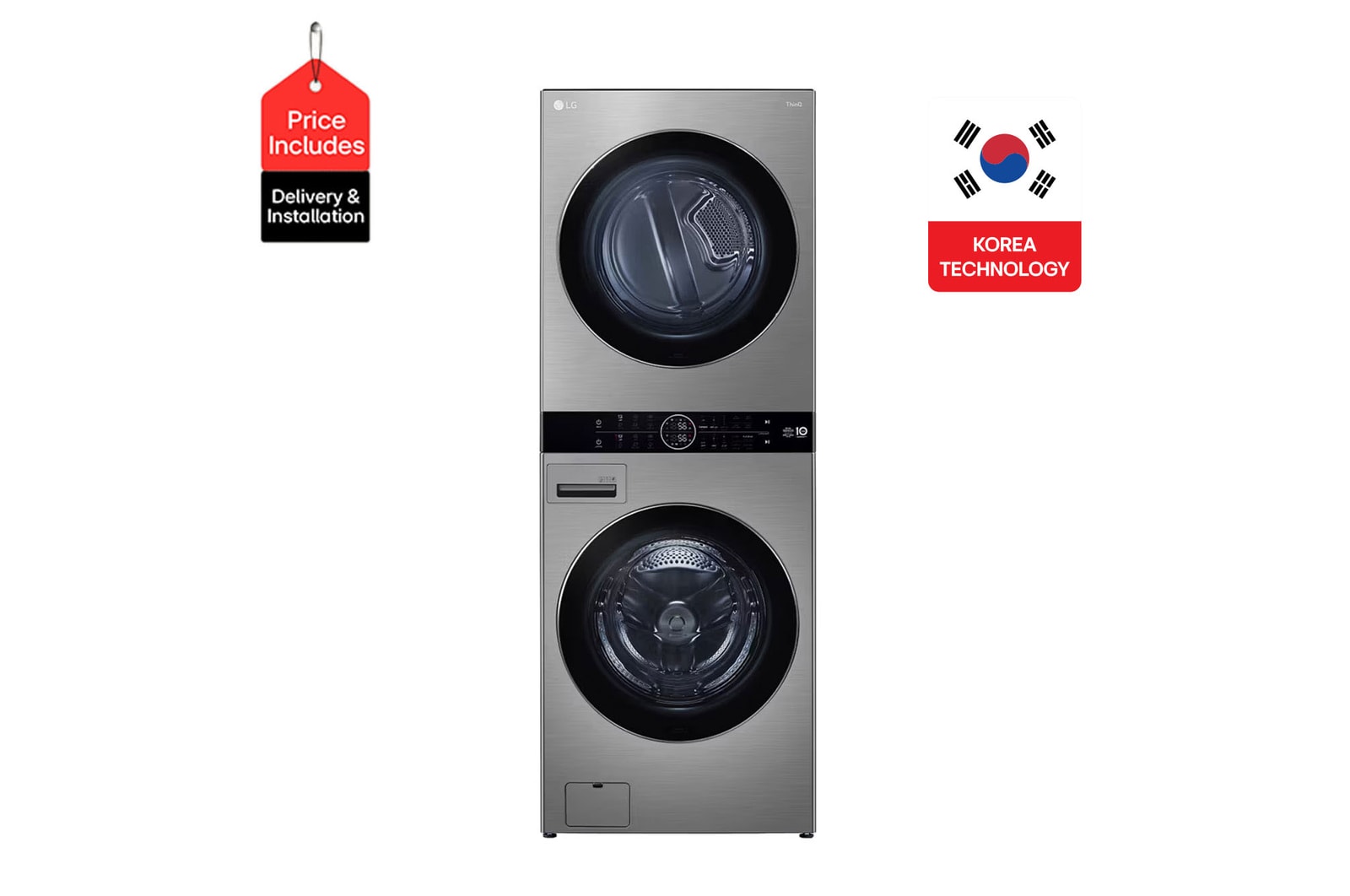 Front view of 21/16 Kg LG WashTower™ with Center Control FWT2116SS