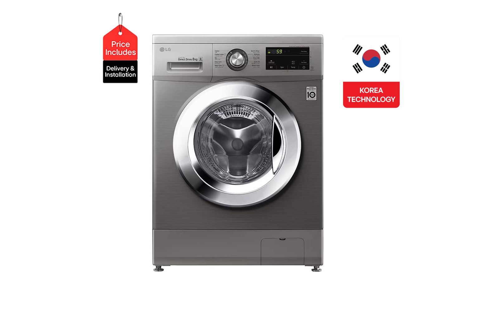 Front view of 8KG Washing Machine Chrome Knob FH2J3TNG5
