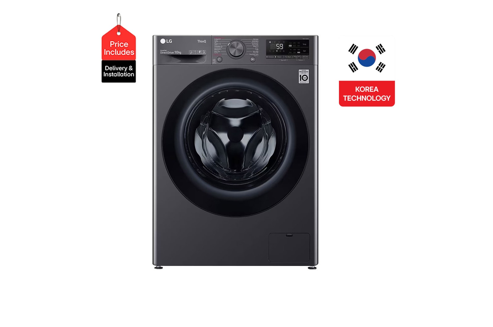 Front view of 10KG Vivace Washing Machine, With AI Wash, AIDD technology F4Y5RYGYJV