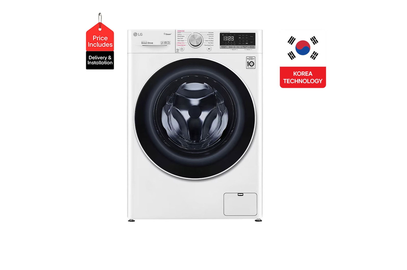 Front view of 8 Kg Vivace Washing Machine, with AI DD technology F4R5TYG0W