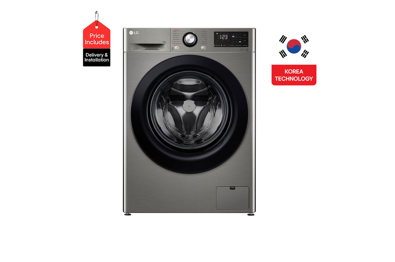 Front view of 9 Kg Vivace Washing Machine, with AI DD technology F4R3VYG6P