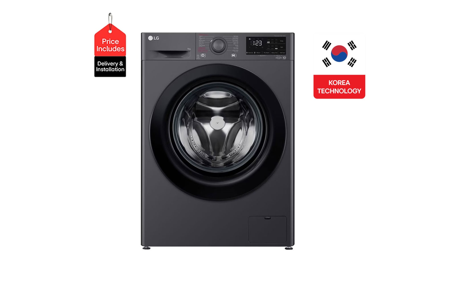 Front view of 9 Kg Vivace Washing Machine, with AI DD technology F4R3VYG6J