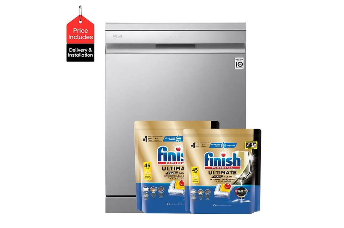 Front Image|14 Persons, LG Dishwasher QuadWash™ Steam, Noble Steel|DFB325HS
