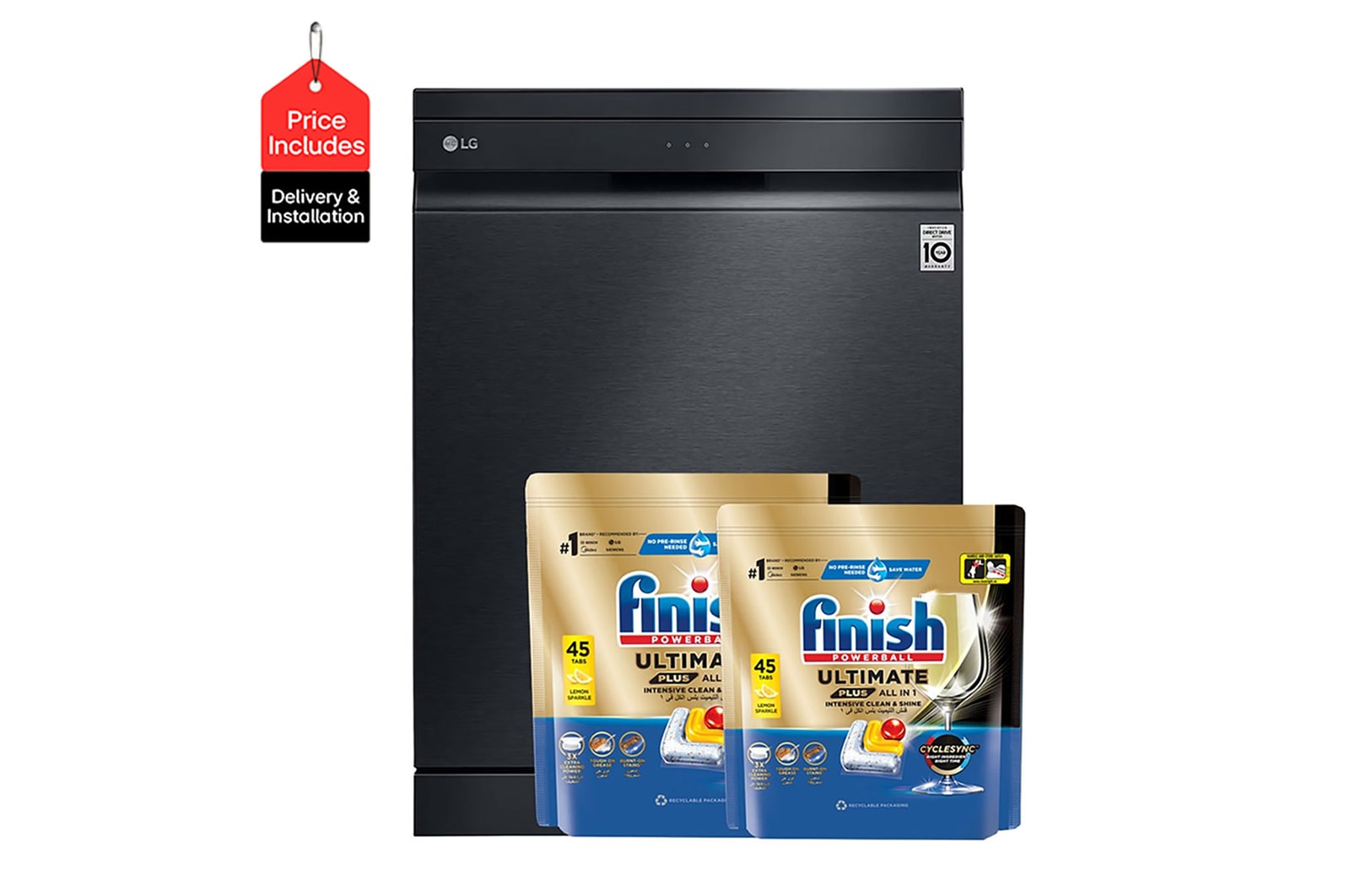 Front Image|14 Persons, LG Dishwasher QuadWash™ Steam, Black|DFC335HM