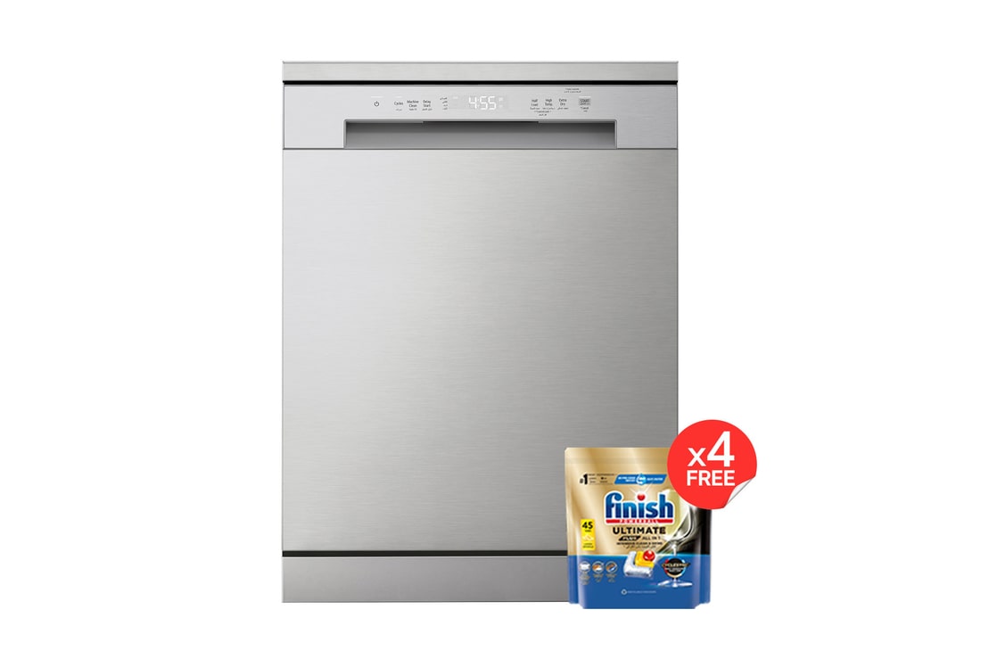 Front View | LG Dishwasher QuadWash™ with DD motor, Silver | 14 Place Settings | DFC612FV