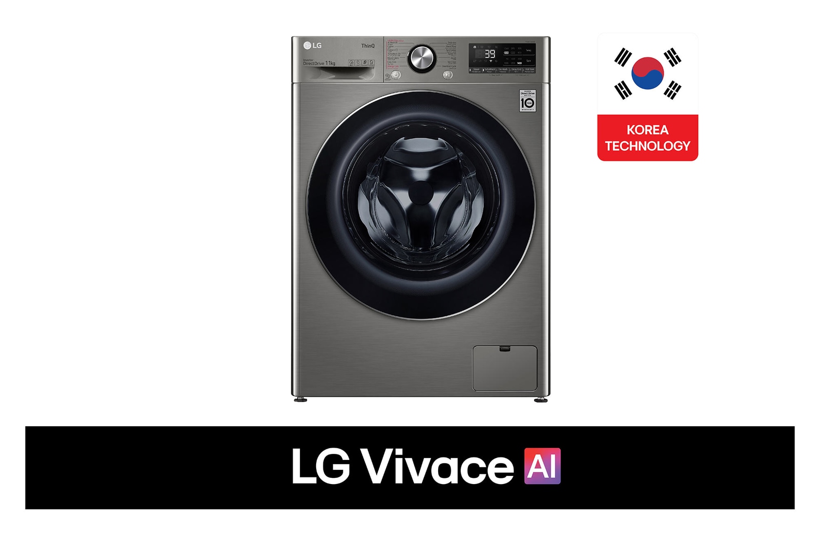 Front view of 11 Kg Vivace Washing Machine, with AI DD technology F4Y9EWG2PV