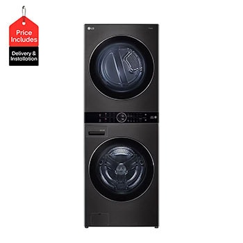 Front view of 21/16 Kg LG WashTower™ with Center Control FWT2116BS