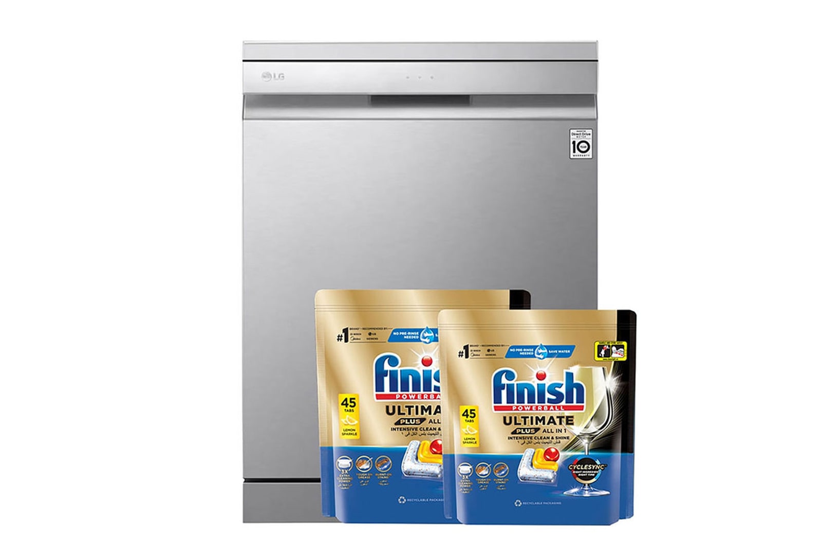 Front Image|14 Persons, LG Dishwasher QuadWash™ Steam, Noble Steel|DFB325HS