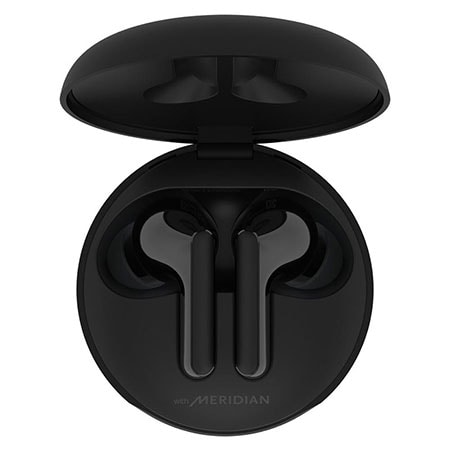 LG TONE Free FN4 True Wireless Bluetooth Earbuds Wireless Headphones MERIDIAN SOUND with Dual Microphones in Each Earbud for Work Home Office IPX4 Water Resistant Black HBS FN4 LG EG