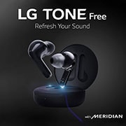 LG TONE Free FN4 True Wireless Bluetooth Earbuds, Wireless Headphones MERIDIAN SOUND with Dual Microphones in Each Earbud for Work/Home Office, IPX4 Water-Resistant, Black, HBS-FN4