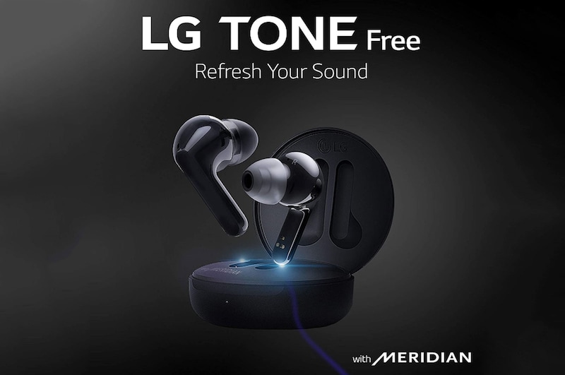 LG TONE Free FN4 True Wireless Bluetooth Earbuds, Wireless Headphones MERIDIAN SOUND with Dual Microphones in Each Earbud for Work/Home Office, IPX4 Water-Resistant, Black, HBS-FN4