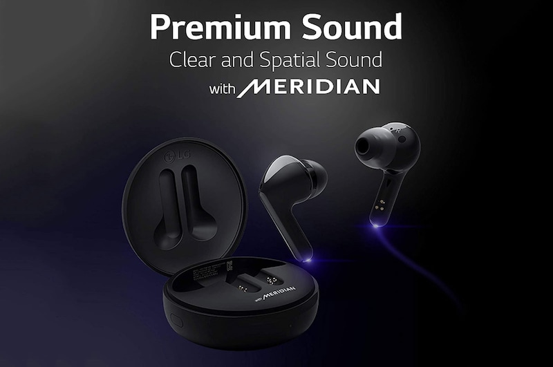 LG TONE Free FN4 True Wireless Bluetooth Earbuds, Wireless Headphones MERIDIAN SOUND with Dual Microphones in Each Earbud for Work/Home Office, IPX4 Water-Resistant, Black, HBS-FN4
