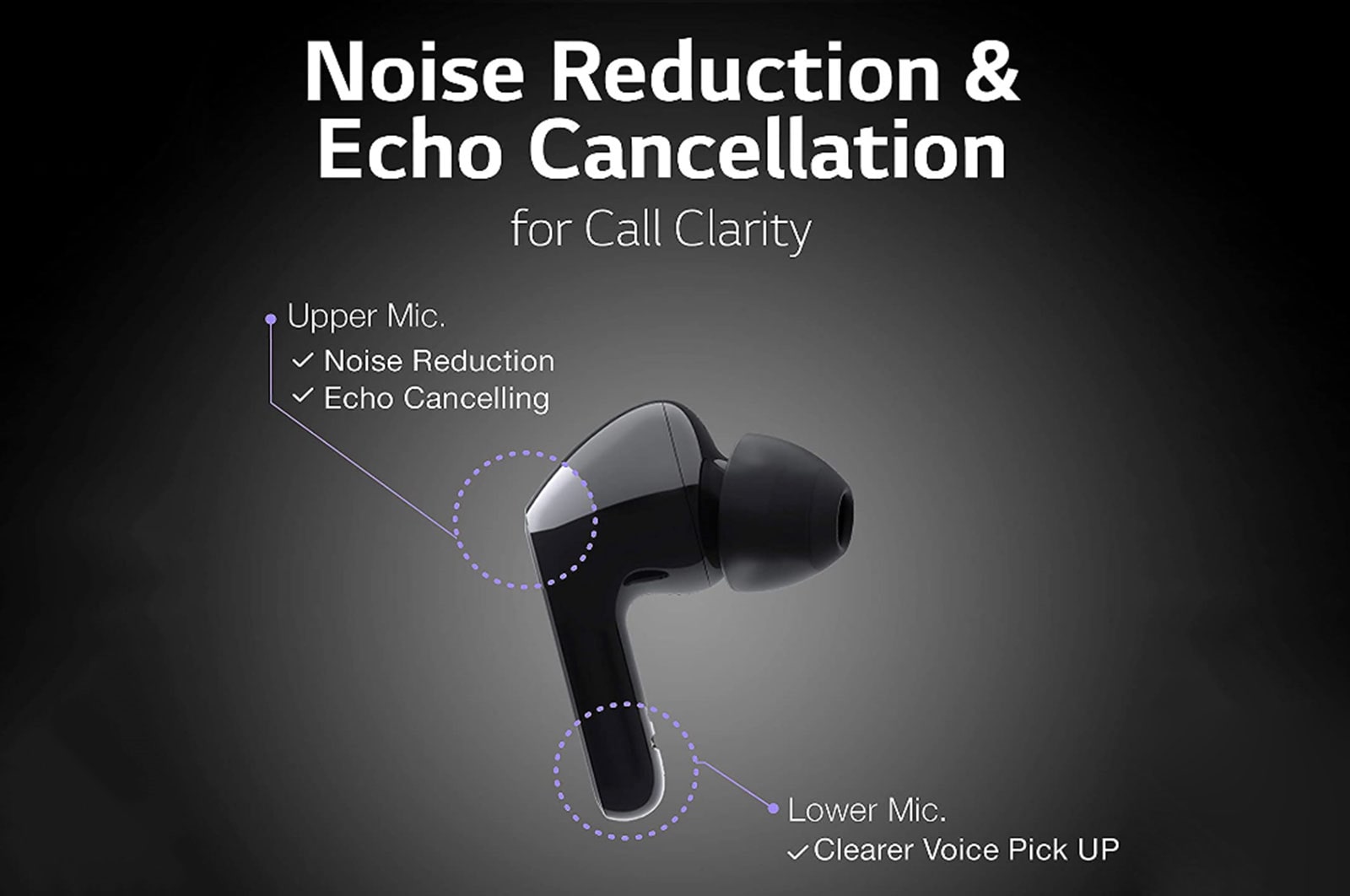 LG TONE Free FN4 True Wireless Bluetooth Earbuds, Wireless Headphones MERIDIAN SOUND with Dual Microphones in Each Earbud for Work/Home Office, IPX4 Water-Resistant, Black, HBS-FN4