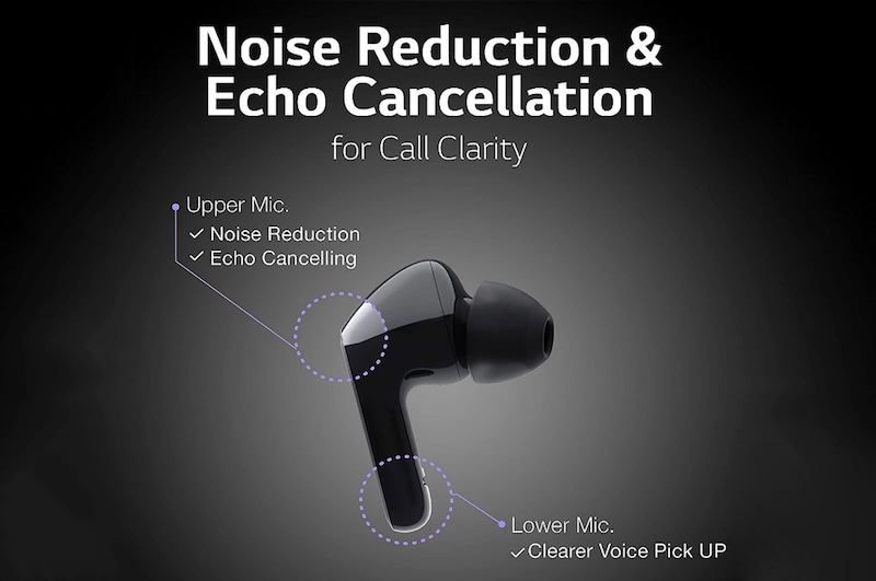 LG TONE Free FN4 True Wireless Bluetooth Earbuds, Wireless Headphones MERIDIAN SOUND with Dual Microphones in Each Earbud for Work/Home Office, IPX4 Water-Resistant, Black, HBS-FN4