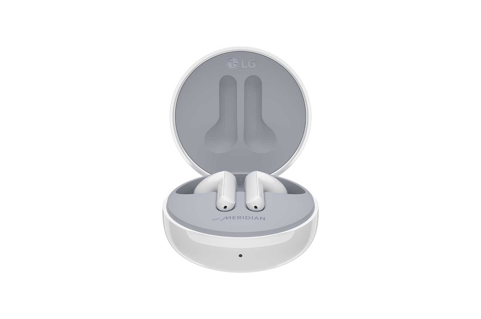 LG TONE Free FN4 True Wireless Bluetooth Earbuds, Wireless Headphones MERIDIAN SOUND with Dual Microphones in Each Earbud for Work/Home Office, IPX4 Water-Resistant, White, HBS-FN4