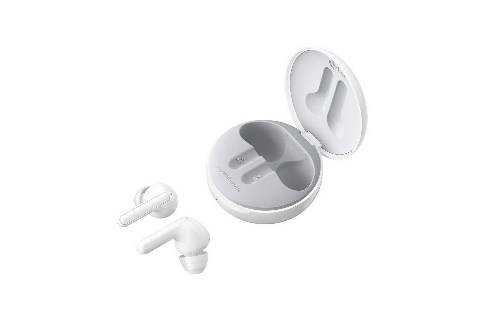 LG TONE Free FN4 True Wireless Bluetooth Earbuds, Wireless Headphones MERIDIAN SOUND with Dual Microphones in Each Earbud for Work/Home Office, IPX4 Water-Resistant, White, HBS-FN4