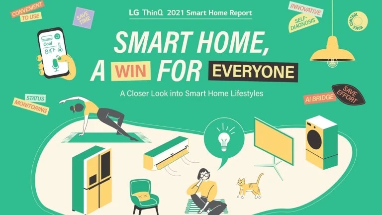 Illustration of a smart home appliances with the text 'Smart home, a win for everyone'