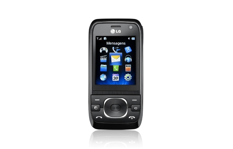 Front view of 3G video calling, Slim &amp; compact slider, Dual camera (Front-VGA, Back-1.3 mp), FM &amp; MP3, Upto 8GB expandable memory. GU285