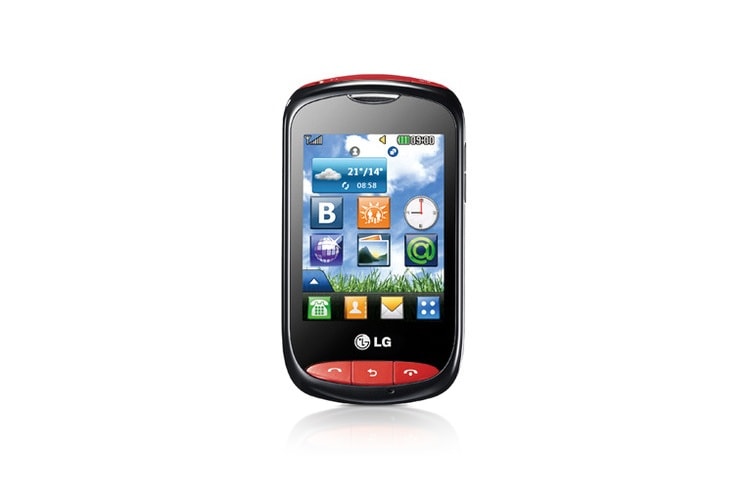 Front view of Wi-Fi capabilities, virtual QWERTY, Multimedia Feature, Fun &amp; Fast UI, 2.8 LCD T310i