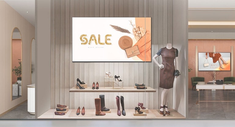 Depicting a scene within a retail shop where signage has been implemented.