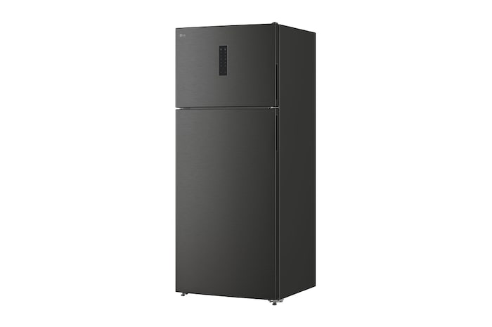 Side profile of the refrigerator showing depth and handle design
