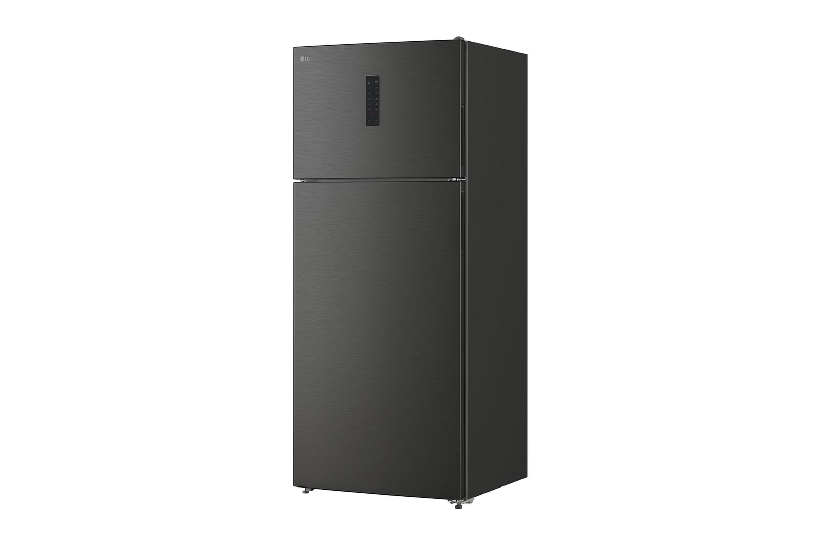Side profile of the refrigerator showing depth and handle design