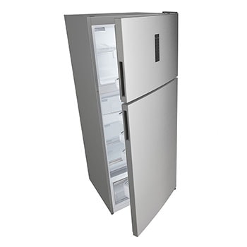 Left side view of the refrigerator with top freezer