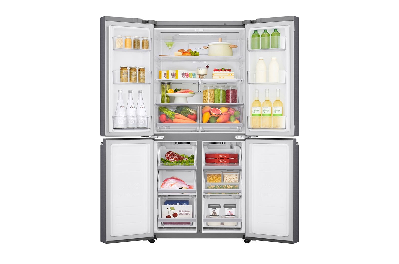 LG 4 Door Refrigerator, Inverter Linear Compressor, 530 Liter, 19 Cubic Feet, GC-B22FTLVB