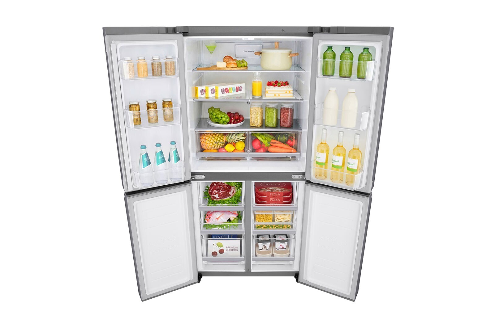 LG 4 Door Refrigerator, Inverter Linear Compressor, 530 Liter, 19 Cubic Feet, GC-B22FTLVB