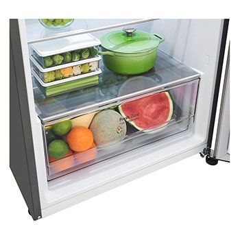 detail view of pull-out tray with food stored