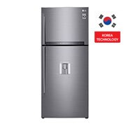 Front view of 509L LG Top Freezer, Dispenser, Silver GN-F722HLHL