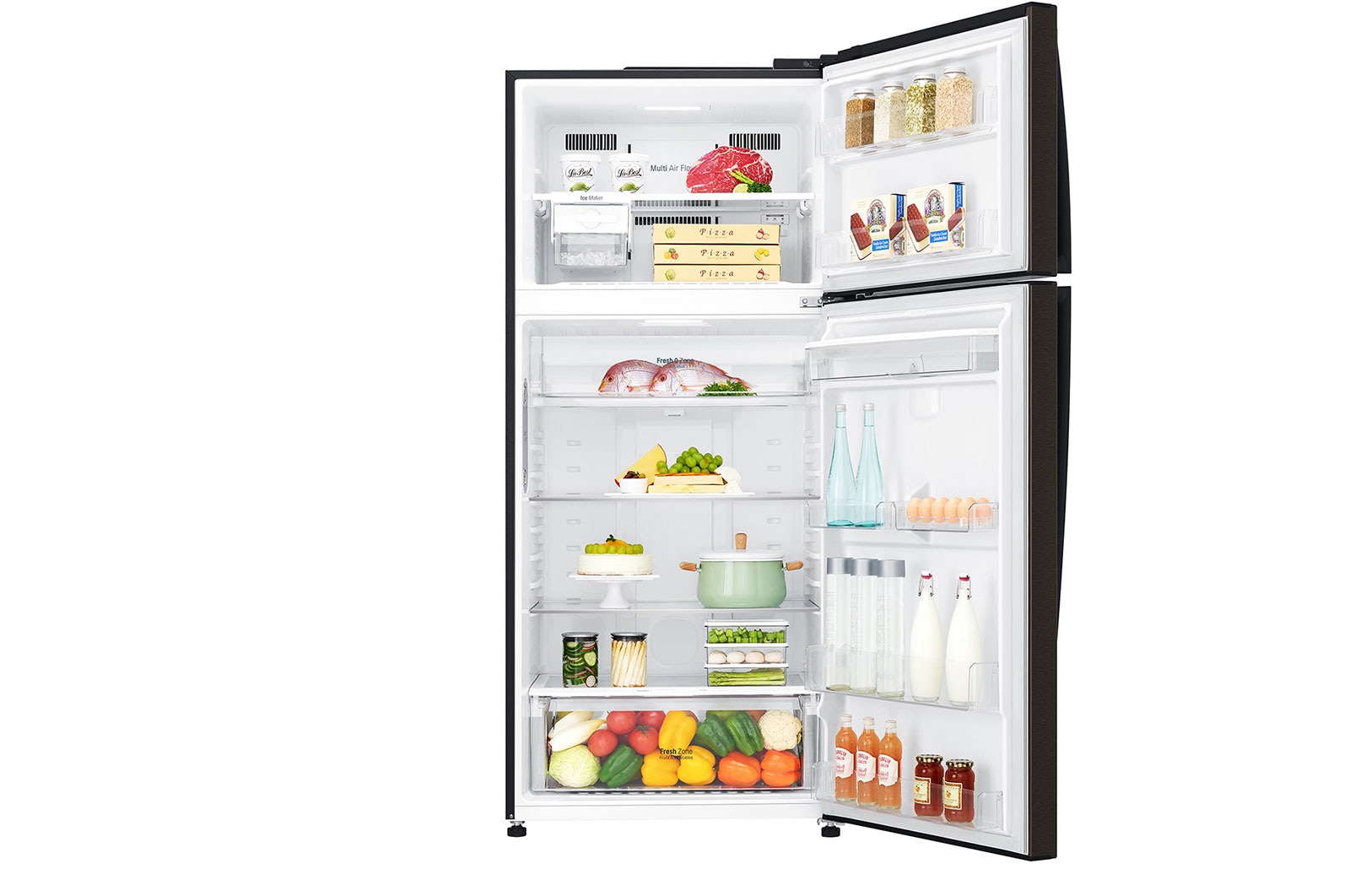 LG 509L LG Top Freezer, Dispenser, Black, GN-F722HXHL