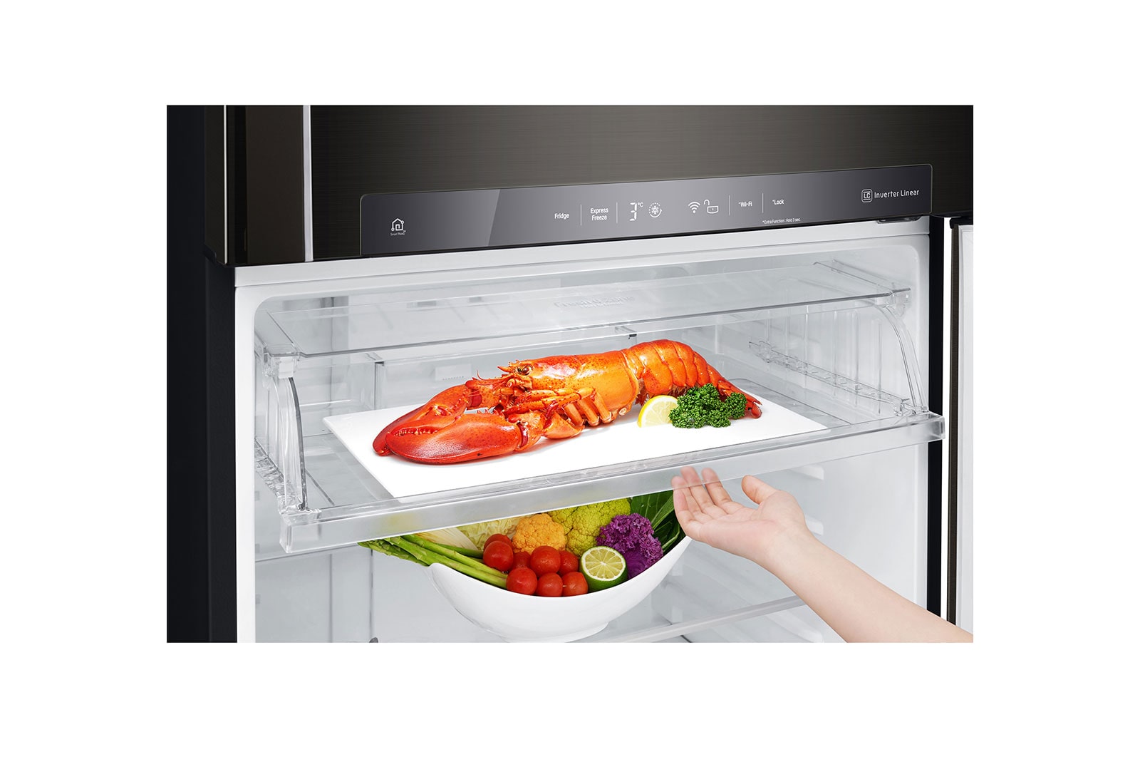 LG 509L LG Top Freezer, Dispenser, Black, GN-F722HXHL