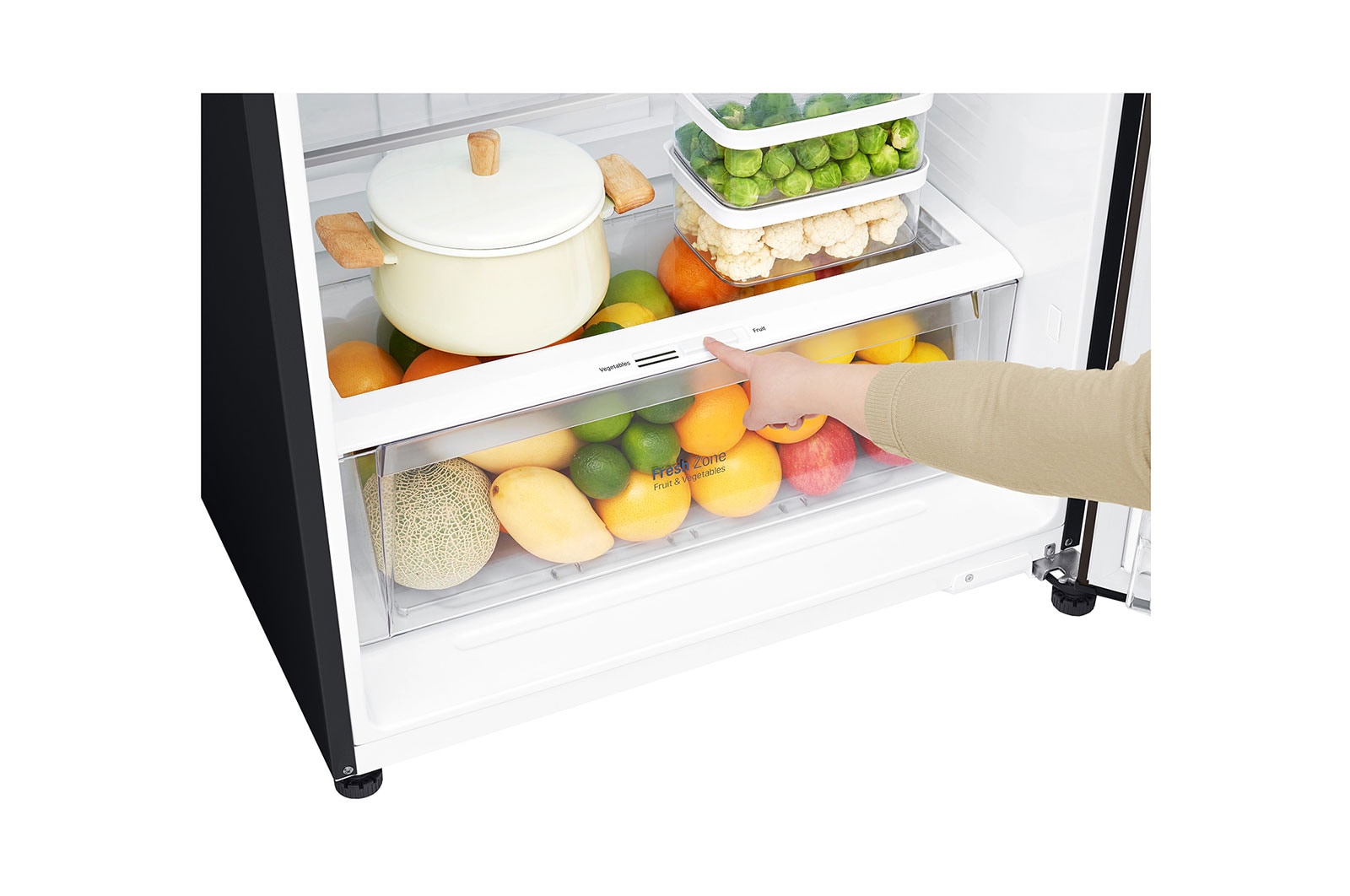 LG 509L LG Top Freezer, Dispenser, Black, GN-F722HXHL