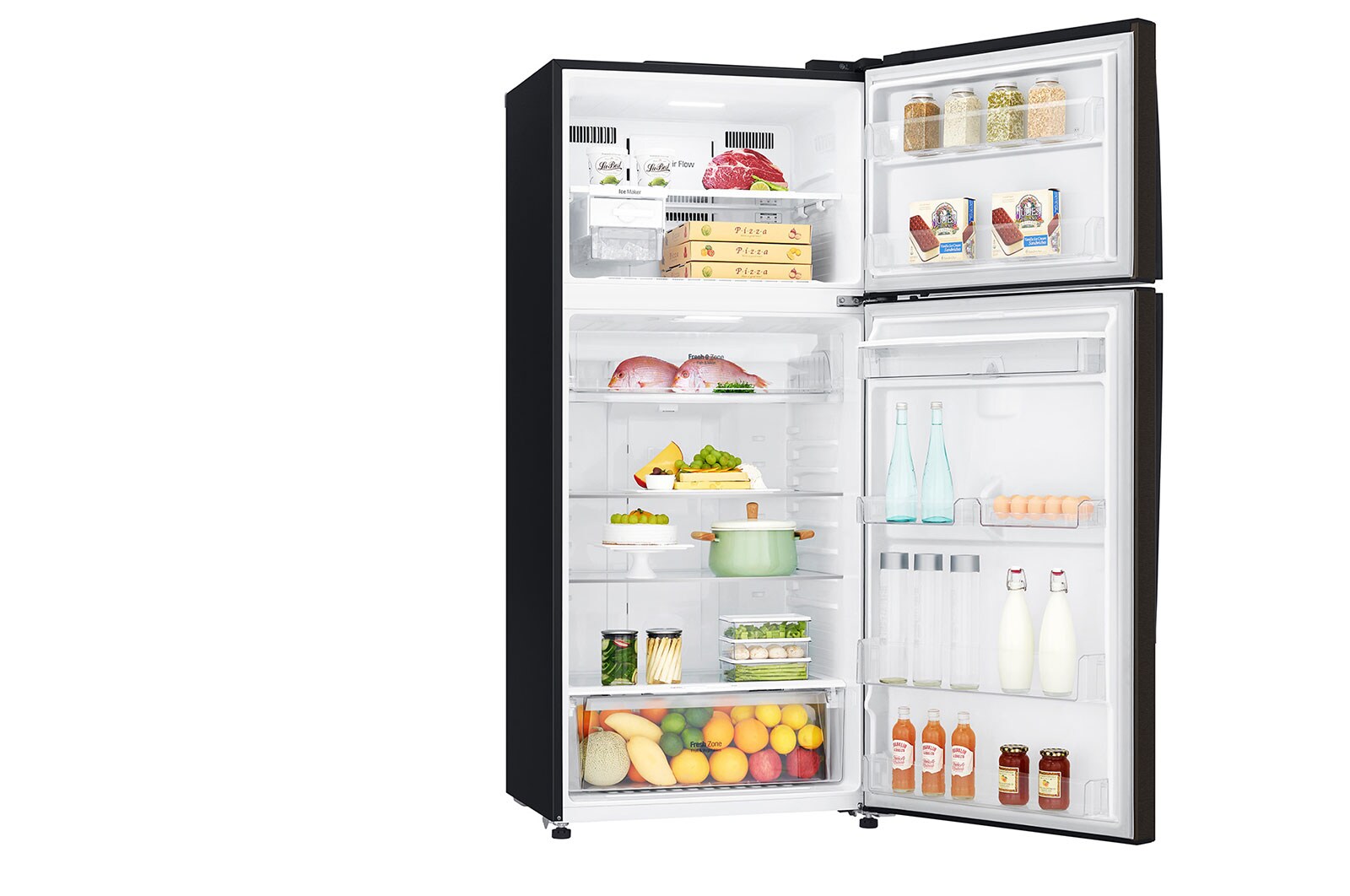 LG 509L LG Top Freezer, Dispenser, Black, GN-F722HXHL