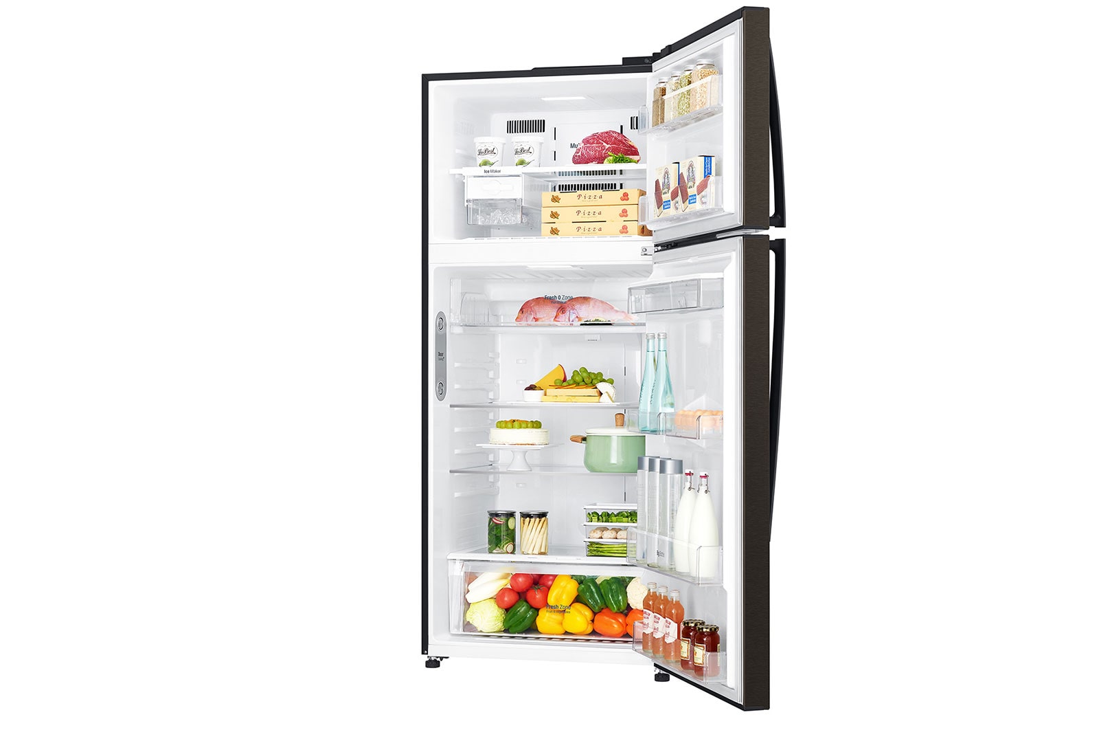 LG 509L LG Top Freezer, Dispenser, Black, GN-F722HXHL