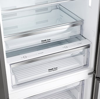 the overall design of the LG bottom freezer refrigerator.