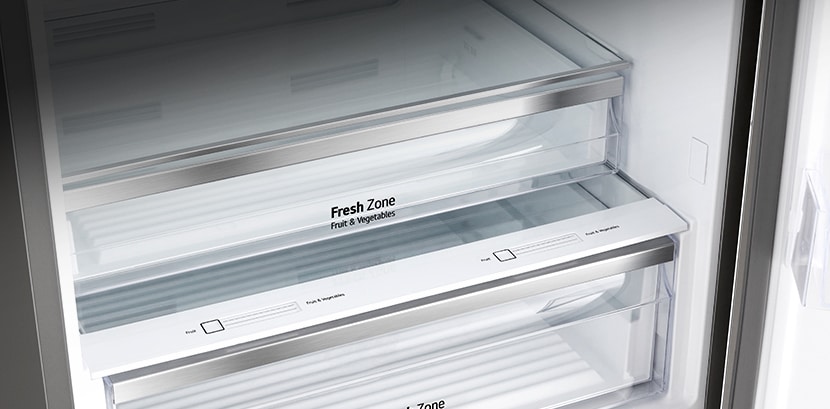 the overall design of the LG bottom freezer refrigerator.