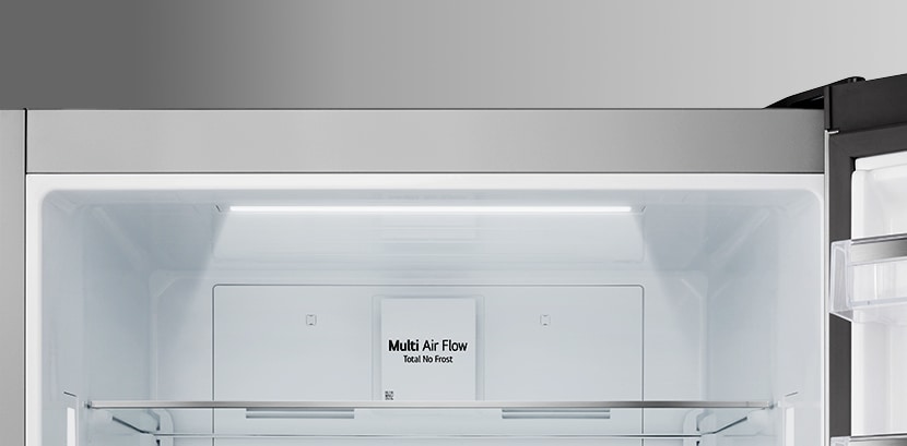 the close up of LED light that is inside of LG bottom freezer refrigerator.
