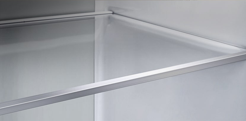 the detail view of metallic decoration that is insde of lg side by side refrigerator.